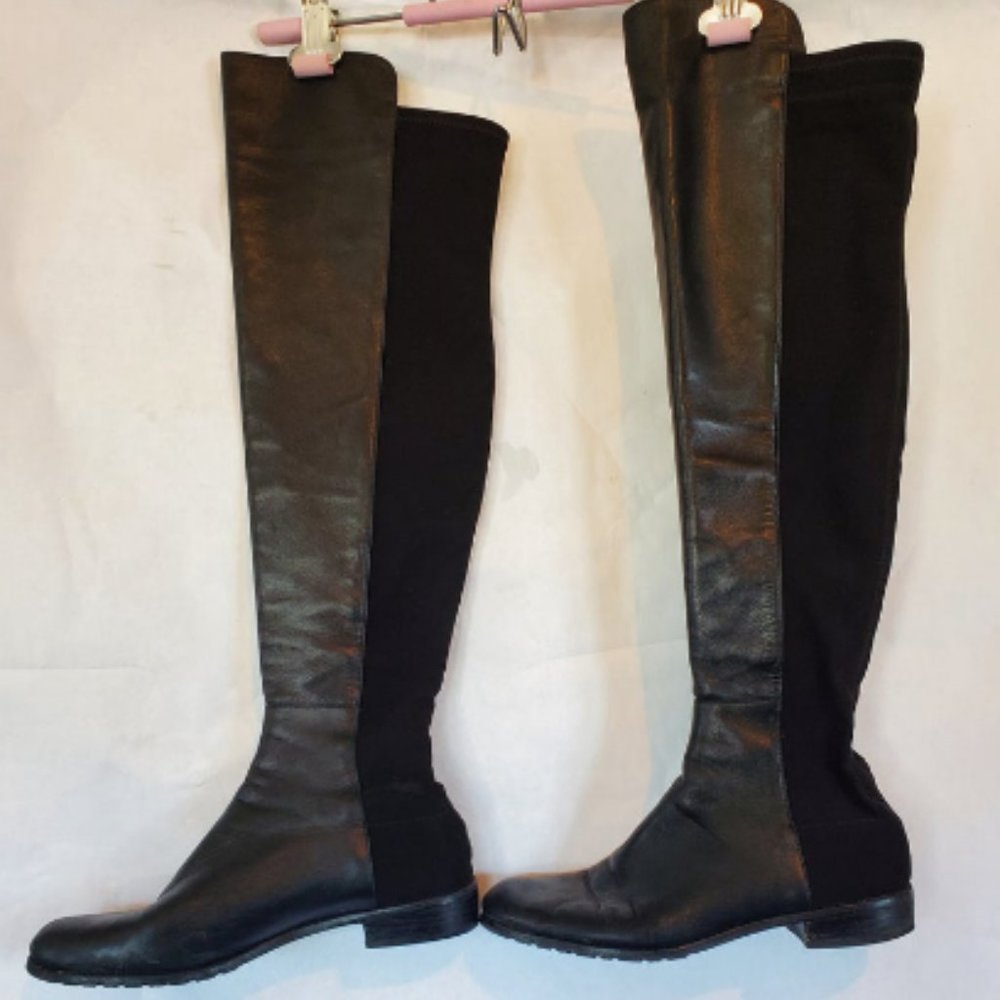 Stuart Weitzman 5050 Black Nappa Leather Boots